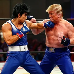 Ryu from Street Fighter punching Donald Trump