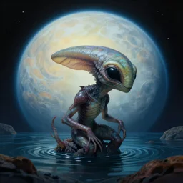 an aquatic like alien species that lives in the waters of the planet Europa. 15mm lens. Masterpiece. Jordan Grimmer