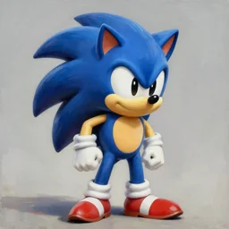 a distorted, surrealist painting of classic Sonic the Hedgehog, Sega, 1991