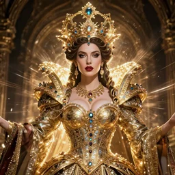 portrait of a powerful queen in the style of anna dittmann and in the style of donato giancola. glowing, ornate and intricate, stunning, dynamic lighting, intricate and detailed.