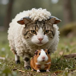 a cat sheep hybrid the size of a gerbil in the style of the 2019 movie Klaus from netflix