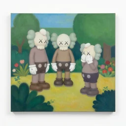 garden by shusei nagaoka, kaws, david rudnick, airbrush on canvas, pastell colours, cell shaded, 8 k
