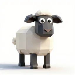 low-poly sheep, stylized pixar-style 3d render, full body, isolated on a pure white background, centered, entire subject in frame, sharp focus, soft studio lighting