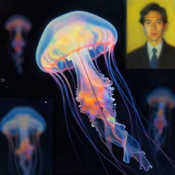 a closeup picture of a colorful jellyfish by slim aarons, by zhang kechun, by lynda benglis, by frank frazetta, by edward hopper