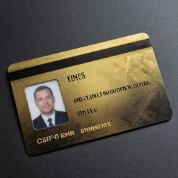 sci - fi identity card, expensive premium employee banking card, glossy texture with holographic portrait field, very expensive texture, black and gold steel,