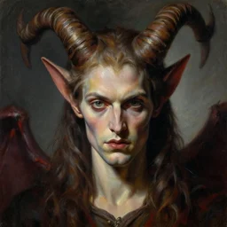 detailed portrait of satan if he never fell from heaven lived intricate, hyper detailed, realistic, oil painting, by julie bell, frank frazetta, cinematic lighting