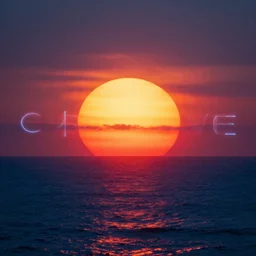 the sun may rise in the east at least it's settled in a final location, cyberwave, neon, cinematic,