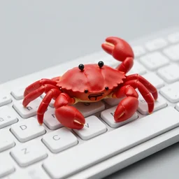 crab standing on a keyboard toy by micheal lau