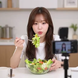 pokimane eating salad, livestream recording