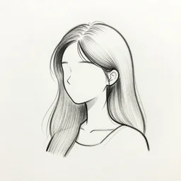 beautiful minimalistic oneline drawing of girl. black and white sketch art