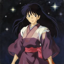 baroque oil painting of anime key visual concept art of a samurai girl, very anime, stars vackground, trending on artstation, oil on canvas, style of makoto shinkai greg rutkowski studio ghibli