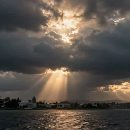 hurricane hitting canterbury, dramatic lighting, god rays, cinematic