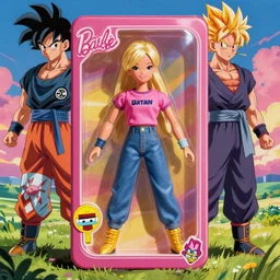 barbie action figure, dbz, illustration, concept art, pixiv, art by wlop and greg rutkowski and makoto shinkai and studio ghibli and kyoto animation and pixar and disney, vivid, colorful