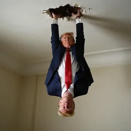 donald trump as a spy hanging from a ceiling, breaking in, mission impossible photograph, tv show, cinematic