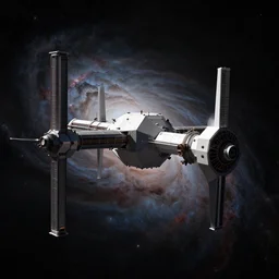 giant space station, minimalist style, geometric formnebula, deep space, by john harris.