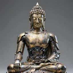 detailed cyborg buddha in the style of greg rutkowski, artstation, 4 k