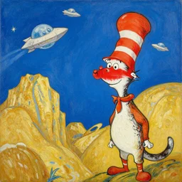 zlatni landscape in the style of dr. seuss, starships, painting by raphael lacoste