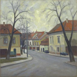 an edward hopper style painting of a ( ( ( ( ( ( ( ( miskolc, a city in northeastern hungary ) ) ) ) ) ) ) ), late - winter, february of 1 9 4 8