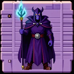 A sprite of an evil lich. Dungeons and Dragons. JRPG. SNES. Game rip.