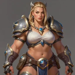 detailed portrait of margot robbie as a thick female bodybuilder barbarian zarya from overwatch, attractive, beautiful, fantasy, intricate, elegant, highly detailed, digital painting, artstation, concept art, matte, sharp focus, illustration, art by aenaluck, artgerm and roberto ferri and greg rutkowski, epic fantasy, digital painting