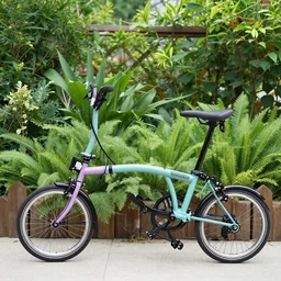 brompton bicycle in a garden, by chiho aoshima