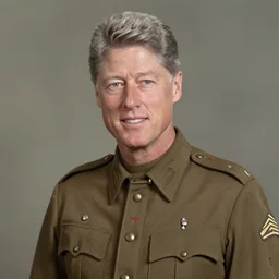 a military portrait photograph of bill clinton wearing a military uniform, 1 9 4 8, colorized