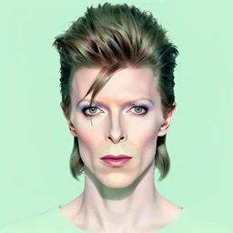 portrait david bowie, symmetrical face, pastel shades of green, beautiful face, rule of thirds, intricate outfit, spotlight, by greg rutkowski, by jeremy mann, by francoise nielly, by van gogh, digital painting