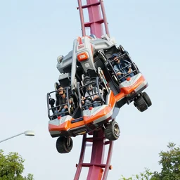 stock photo of the theme park ride called “the power loader mech” vertical drop ride by James Cameron