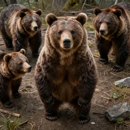 The last bear to survive a war between two bear villages. Studio photographic portrait, medium shot, overhead view, trending on artstation, 4k ultra hd, super detailed, octane render,