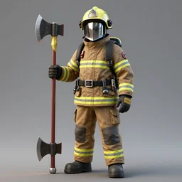 A fantasy knight wearing firefighter gear and holding a fire axe, highly detailed, digital art, sharp focus, trending on art station, fire elemental, anime art style
