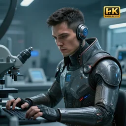 a closeup portrait of a single human operator working the laboratory, scifi character, cyberpunk suit, concept art, highly detailed, greg rutkowski, cedric peyravernay, anato finnstark, artstation, 8 k