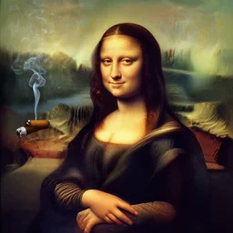 the Mona Lisa smoking a cigar