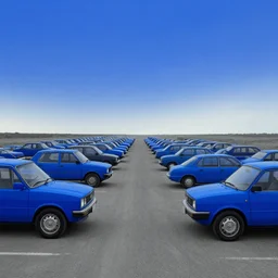 blue cars voidscape by simon stalenhag and ansel adams, digital art