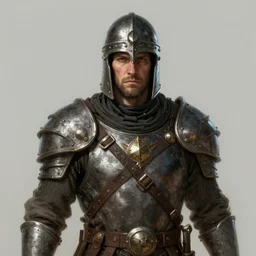 portrait of a beat - up man wearing a helm, short stubble, medieval, fantasy, medium shot, fantasy art, concept art, character design, digital art, illustration, highly detailed, 1 2 3 4 5 6, sharp focus, by wlop