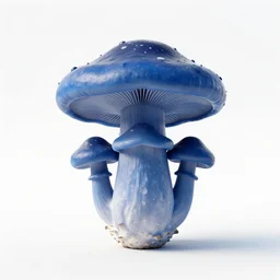 sapphire blue truffle mushroom, clean 3d render, octane render, isolated on a pure white background, centered, entire object in frame, sharp focus, soft studio lighting