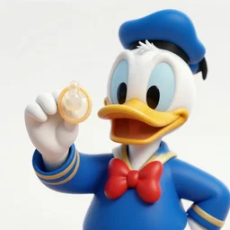 realistic photography of donald duck holding a used condom, deep focus, intricate, elegant, highly detailed, digital painting, artstation, concept art, matte, sharp focus, illustration, art by artgerm and greg rutkowski and alphonse mucha