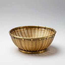brass woven basket, studio product photography, isolated on a pure white background, centered, entire object in frame, sharp focus, soft studio lighting