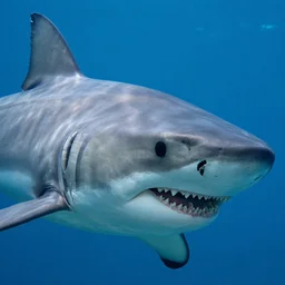 high detail close up of one megalodon shark