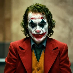 Film still of Willem Dafoe as the Joker, Colour splash red