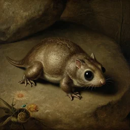 high quality zoom on one critter from a painting by hieronymus bosch