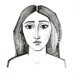 picasso lineart of female faces, cubism