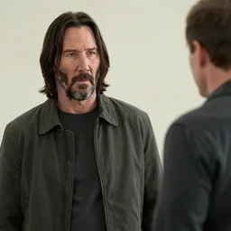 A photo of Keanu Reeves having a standoff with Walter White in Breaking Bad, 8K concept art, shot on Kodak Ektar