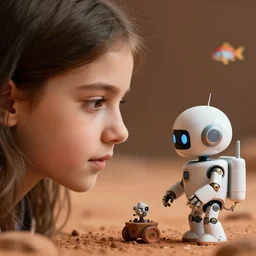 closeup profile face portrait of a high quality presentation photo of a cute robots working on mars, nicoletta ceccoli, mark ryden, lostfish, photography 4 k, f 1. 8 anamorphic, bokeh, 4 k, canon, nikon