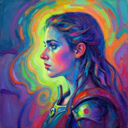 side portrait, imogen poots, paladin, gloomhaven, organic painting, hard edges, psychedelic, neon, luminescent, octane render, by greg manchess, huang guangjian, gil elvgren, sachin teng, greg rutkowski, jesper ejsing, rhads, cushart krenz