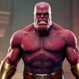screaming thanos, angry, red thanos with mustache