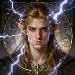 character concept portrait, head-on centralized, elf prince. Detailed, high quality, dynamic lightning, fantasy. Artwork by artgerm, WLOP, alex ross, greg rutknowski, Alphonse Mucha