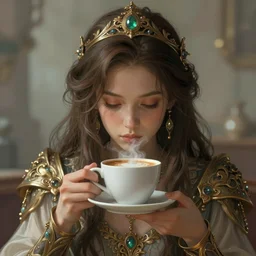 highly detailed portrait of a coffee in the morning, ornate, digital painting, artstation, concept art, smooth, clear focus, greg rutkowski, artgerm, global lighting, detailed and fantasy