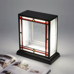 1 9 7 0 s stained glass fluorescent box light, product photography, lighting catalog magazine scan