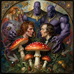 the platonic ideal of flowers, amanita muscaria, insects and empathy cletus kasady ultimate carnage thanos dementor wild hunt doctor manhattan chtulu nazgul mandelbulb davinci, d & d, fantasy, ego death, detailed, intricate, hyperrealism, intense, scary, decay, art by artgerm and greg rutkowski and alphonse mucha and giuseppe arcimboldo