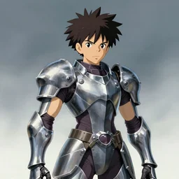 beautiful cyberpunk anime boy spiked hair character metal sharp armor award winning character design by studio ghibli h 6 4 0